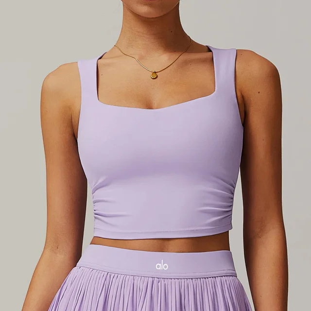 Alo Yoga Square-Neck Cropped Sports Tank Top with Side Ruching product detail image 7