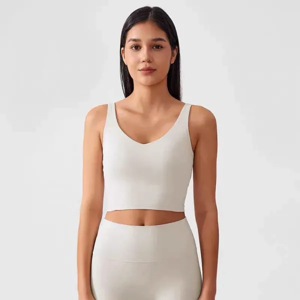 Design Cropped Sports Bra and High-Waisted Leggings Set Khaki Green Activewear - 27