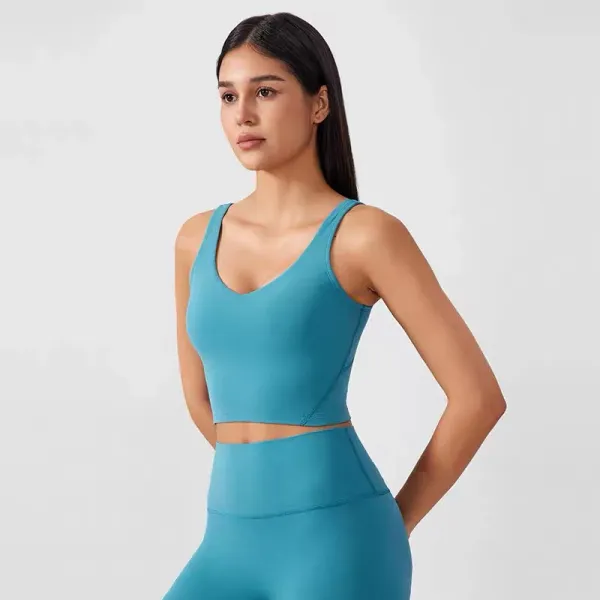 Design Cropped Sports Bra and High-Waisted Leggings Set Khaki Green Activewear - 46