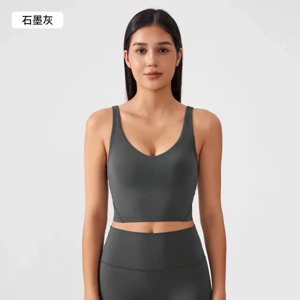 Design Cropped Sports Bra and High-Waisted Leggings Set Khaki Green Activewear - 11