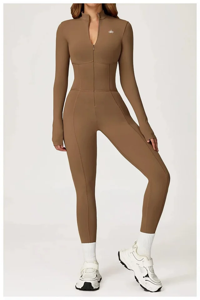 Alo Jumpsuits Long-Sleeve Stand-Collar Zip-Front Activewear Jumpsuit product detail image 22