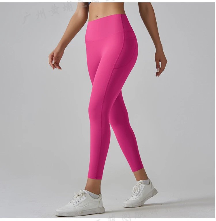 Design High-Waisted Pocket Leggings Pink Activewear - 37