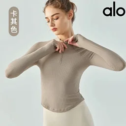 thumbnail for alo yoga修身长袖瑜伽服上衣女子秋冬休闲显瘦气质半拉链跑步健身服