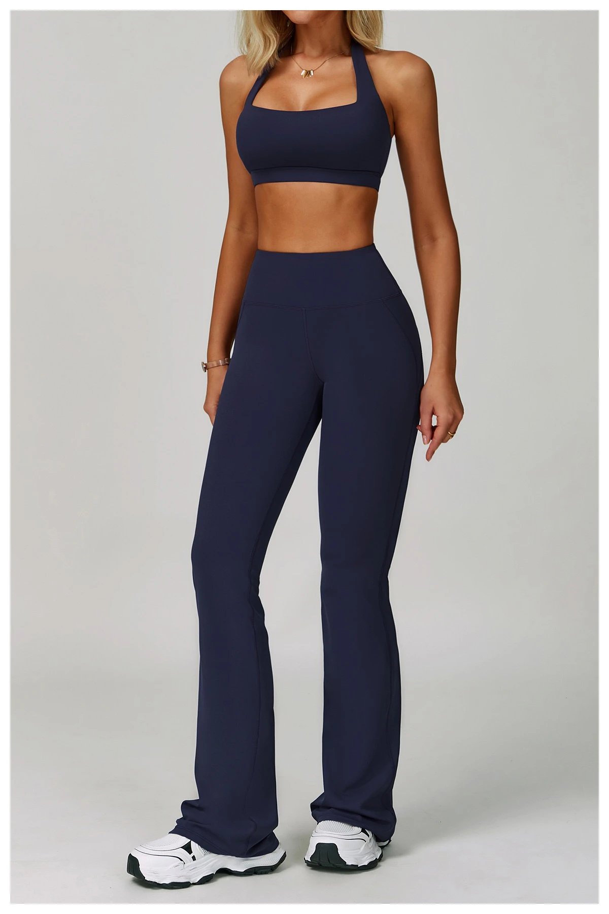 Alo Yoga High-Waisted Flare Leggings Navy Activewear Set - 44