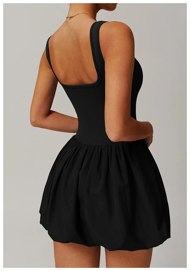 Alo Yoga Dresses Square-Neck Bubble-Skirt Athletic Dress with Built-In Shorts product detail image 34