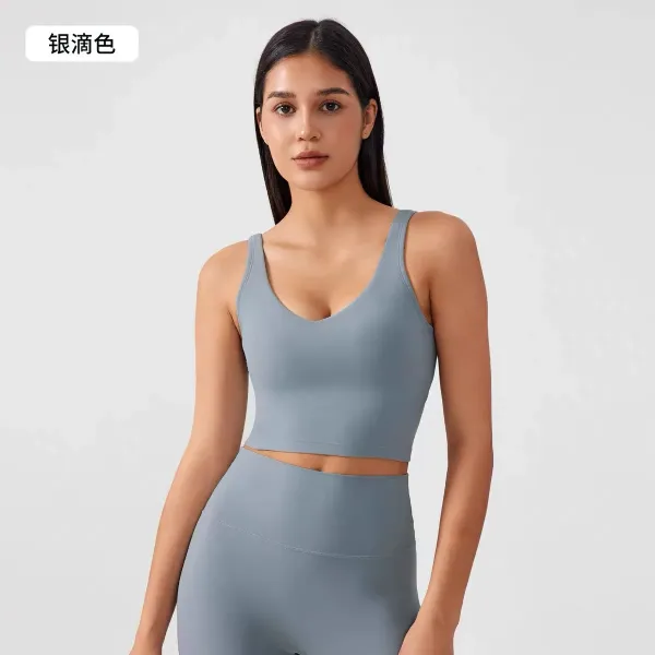 Design Cropped Sports Bra and High-Waisted Leggings Set Khaki Green Activewear - 12
