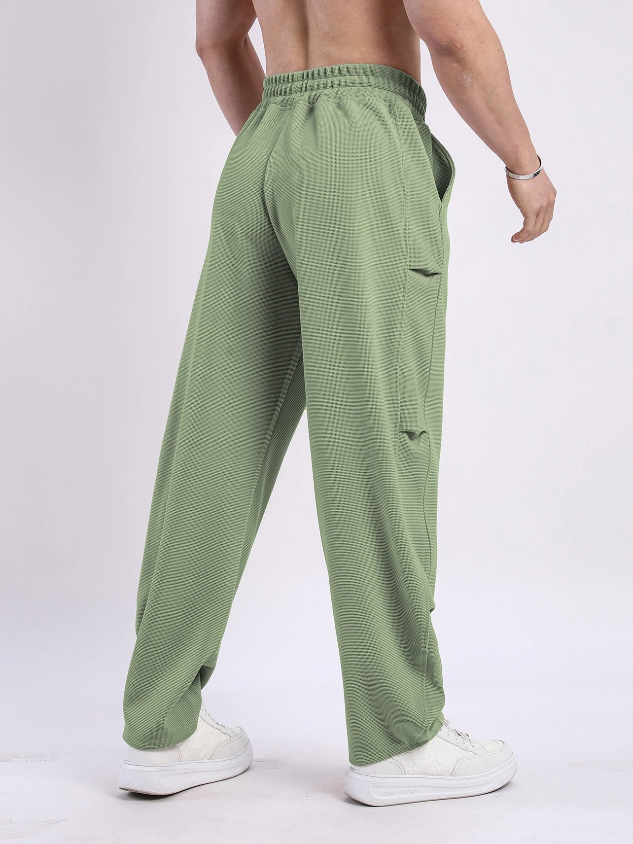 Alo Yoga Trousers Waffle-Knit Drawstring Wide-Leg Sweatpants image 4