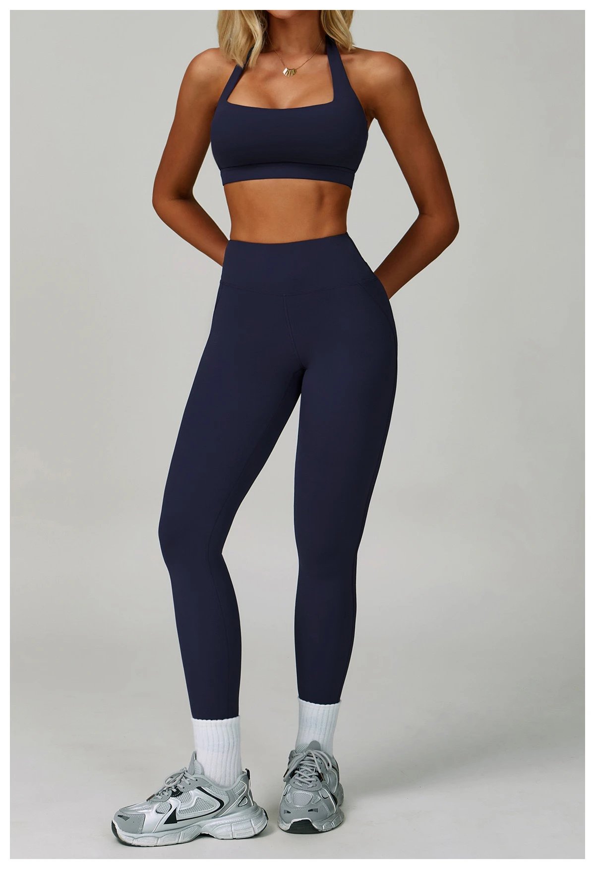 Alo Yoga High-Waisted Flare Leggings Navy Activewear Set - 46