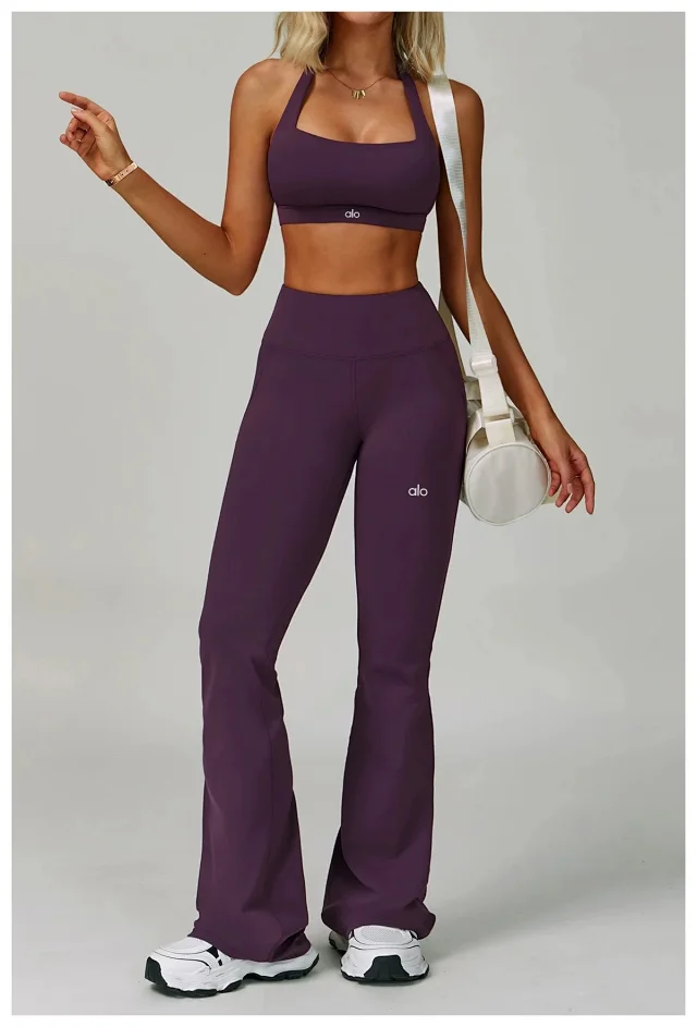 Alo Yoga Matching Sets Halter sports bra and high-waisted bottoms set product detail image 57