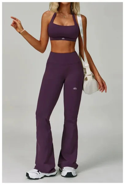Alo Yoga High-Waisted Flare Leggings Navy Activewear Set - 58