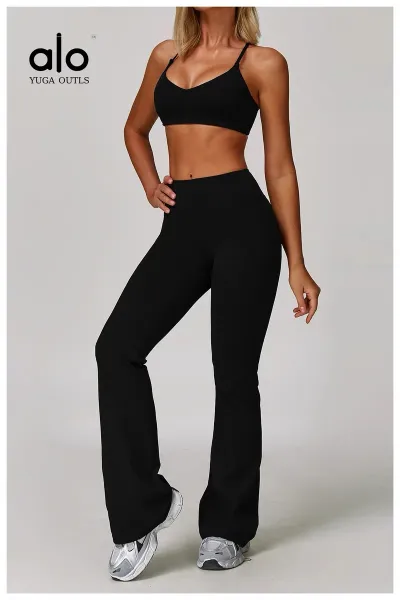 Alo Yoga Outls Black Low-Impact Sports Bra Activewear - 34