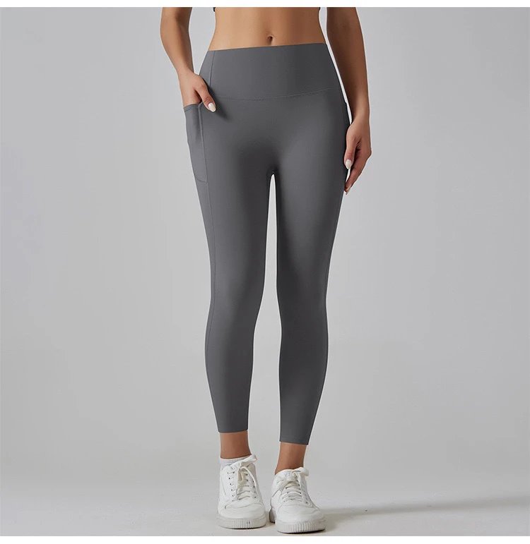 Design High-Waisted Pocket Leggings Pink Activewear - 41