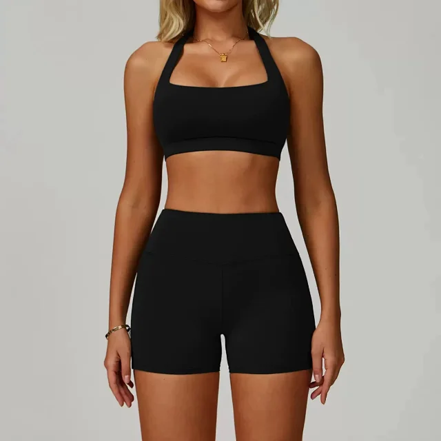 Alo Yoga Matching Sets Halter sports bra and high-waisted bottoms set product detail image 6