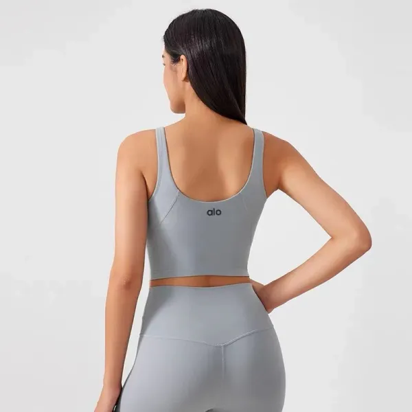 Design Cropped Sports Bra and High-Waisted Leggings Set Khaki Green Activewear - 37