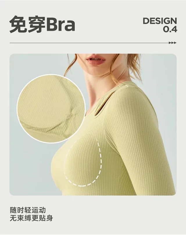 Alo Yoga Shirts Ribbed long-sleeve cropped top with shoulder cutout product detail image 16