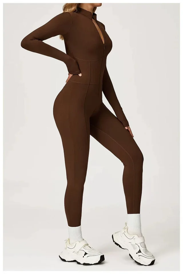 Alo Jumpsuits Long-Sleeve Stand-Collar Zip-Front Activewear Jumpsuit product detail image 27