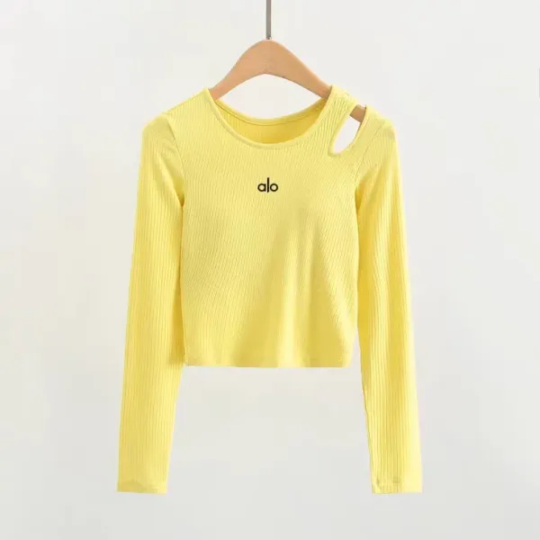 Alo Cut-Out Ribbed Cropped Long-Sleeve Top Black - 31
