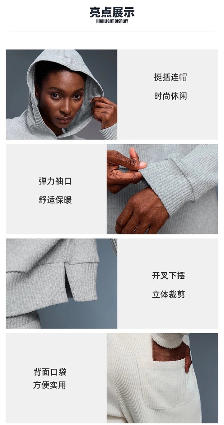 Alo Ribbed Cropped Hoodie and Sweatpants Set Gray - 11