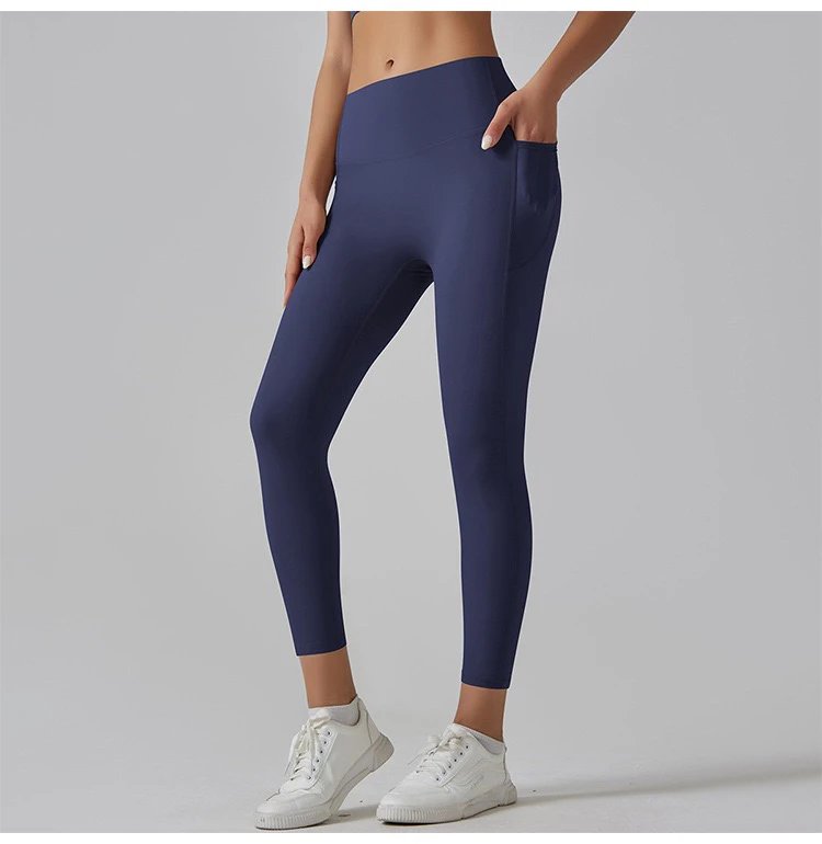 Design High-Waisted Pocket Leggings Pink Activewear - 43