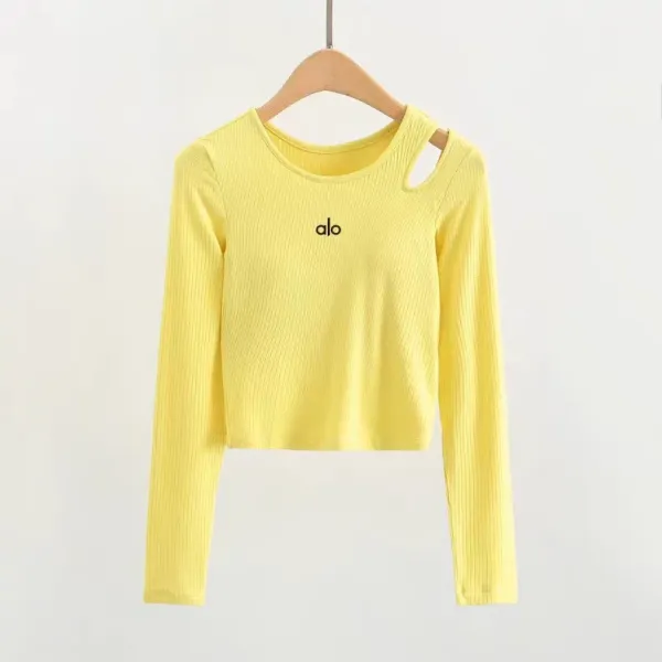 Alo Cut-Out Ribbed Cropped Long-Sleeve Top Black - 9