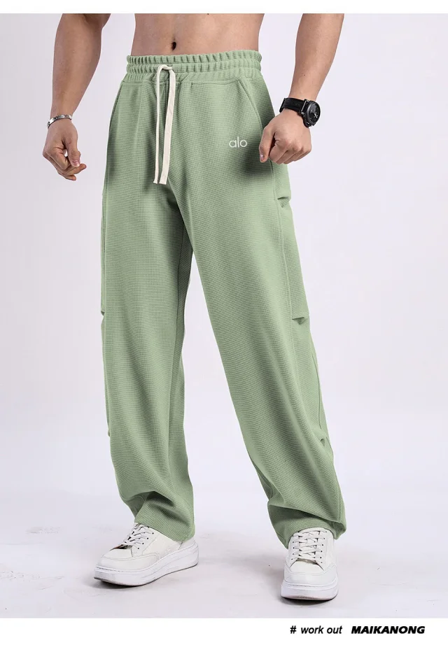Alo Yoga Trousers Waffle-Knit Drawstring Wide-Leg Sweatpants product detail image 17