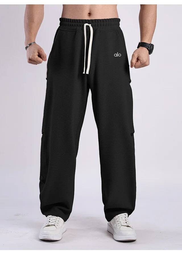 Alo Yoga Trousers Waffle-Knit Drawstring Wide-Leg Sweatpants product detail image 12