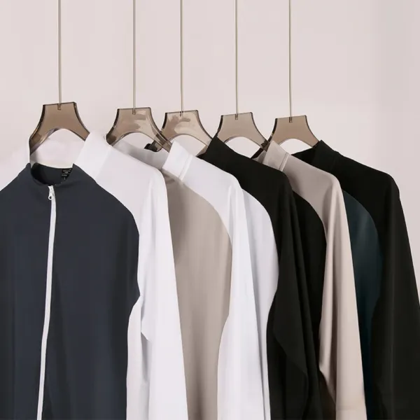 Design Color-Block Zip-Up Jacket Beige and White Outerwear - 16