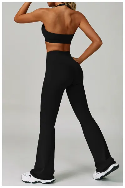 Alo Yoga High-Waisted Flare Leggings Navy Activewear Set - 34
