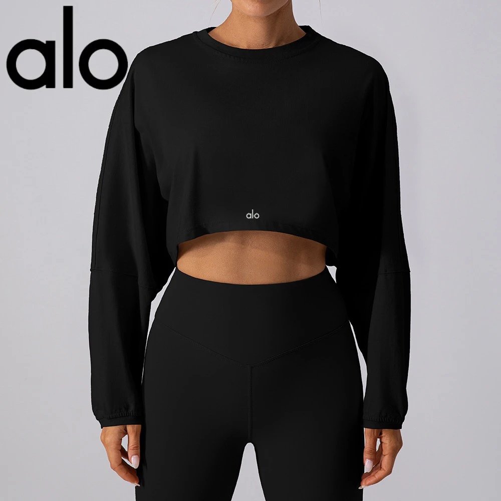 Alo Hoodies & Sweatshirts Cropped crew-neck long-sleeve sweatshirt image 6