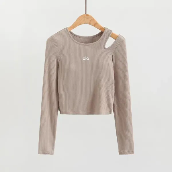 Alo Cut-Out Ribbed Cropped Long-Sleeve Top Black - 10