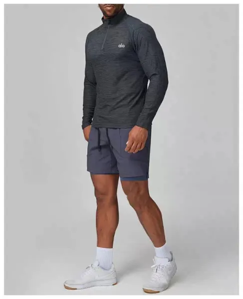 Alo Performance Half-Zip Base Layer Charcoal Heather Long-Sleeve Top - 16