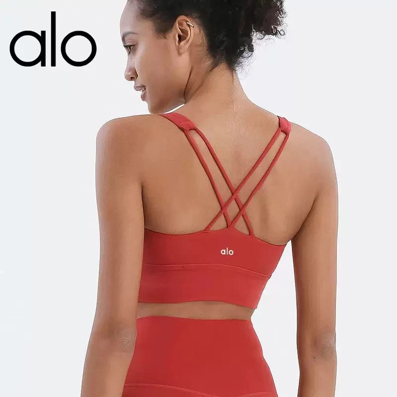 Alo Red Crossback Sports Bra