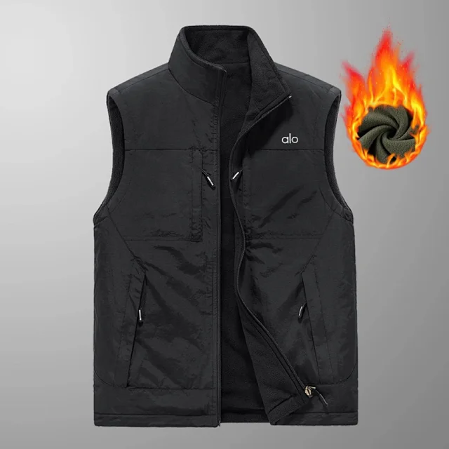 Alo Vests Reversible fleece-lined zip vest with stand collar and multiple pockets product detail image 5