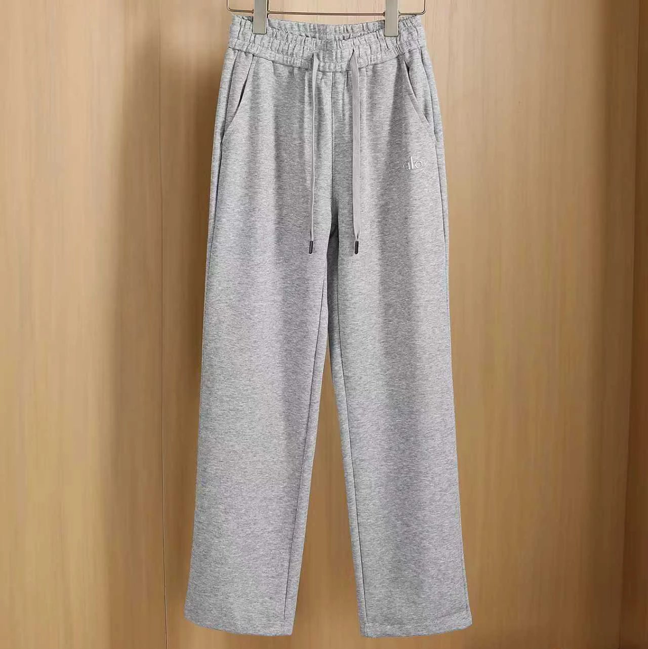 Alo Yoga Tracksuits Zip-up hooded sweatshirt and straight-leg sweatpants set — Grey {Pants}