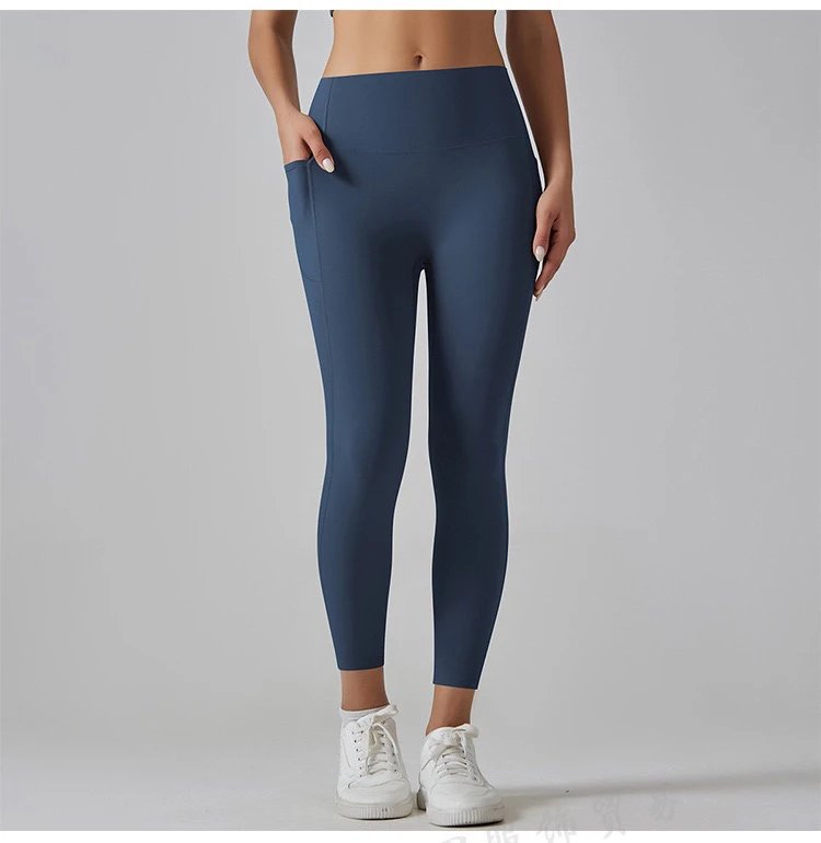 Design High-Waisted Pocket Leggings Pink Activewear - 28