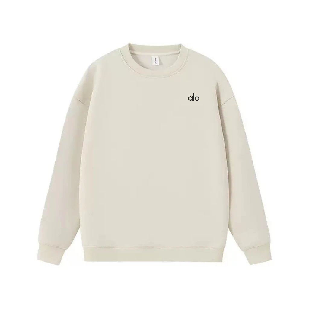 Alo Hoodies & Sweatshirts Logo Crewneck Sweatshirt — Camel gray
