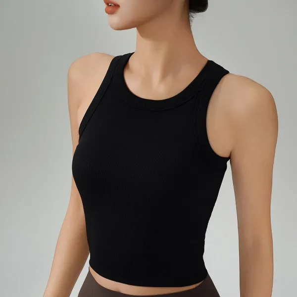 Design Ribbed Cropped Tank Top Orange Activewear Vest Top - 13