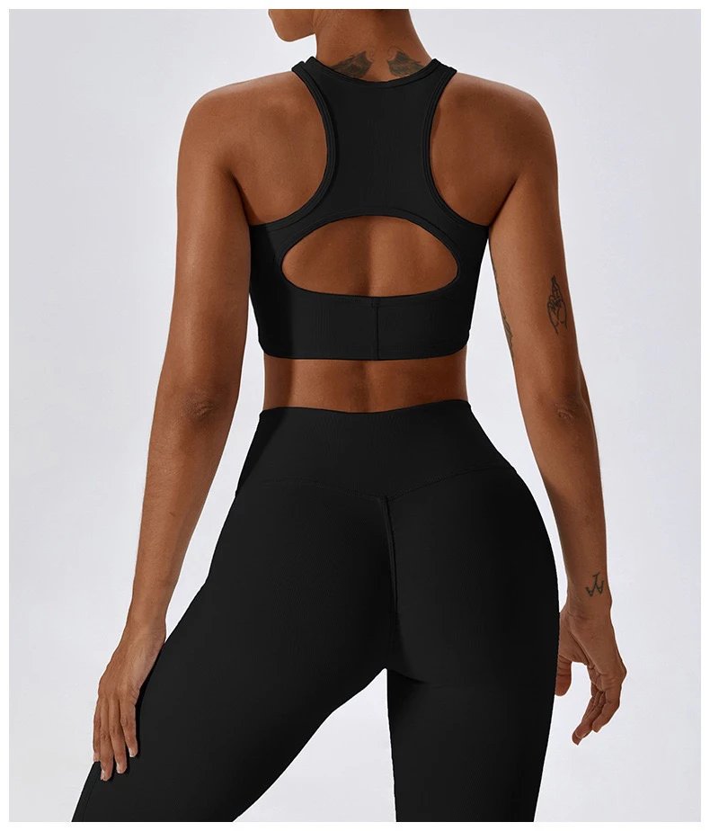 Alo High-Neck Ribbed Crop Top Black Activewear - 17