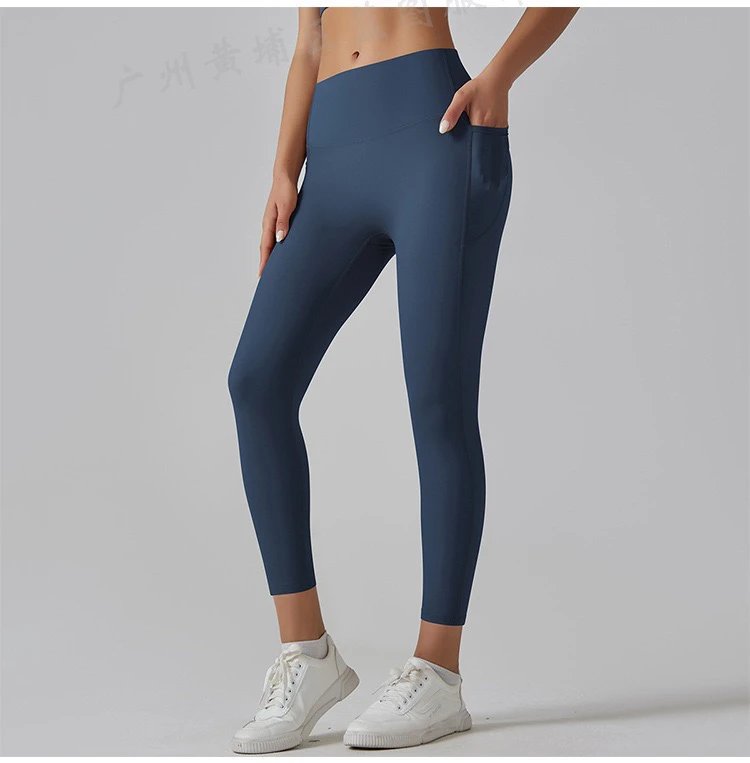 Design High-Waisted Pocket Leggings Pink Activewear - 29