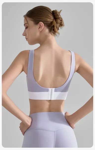 Alo Yoga Essential Seamless Sports Bra Lavender and White Activewear - 15