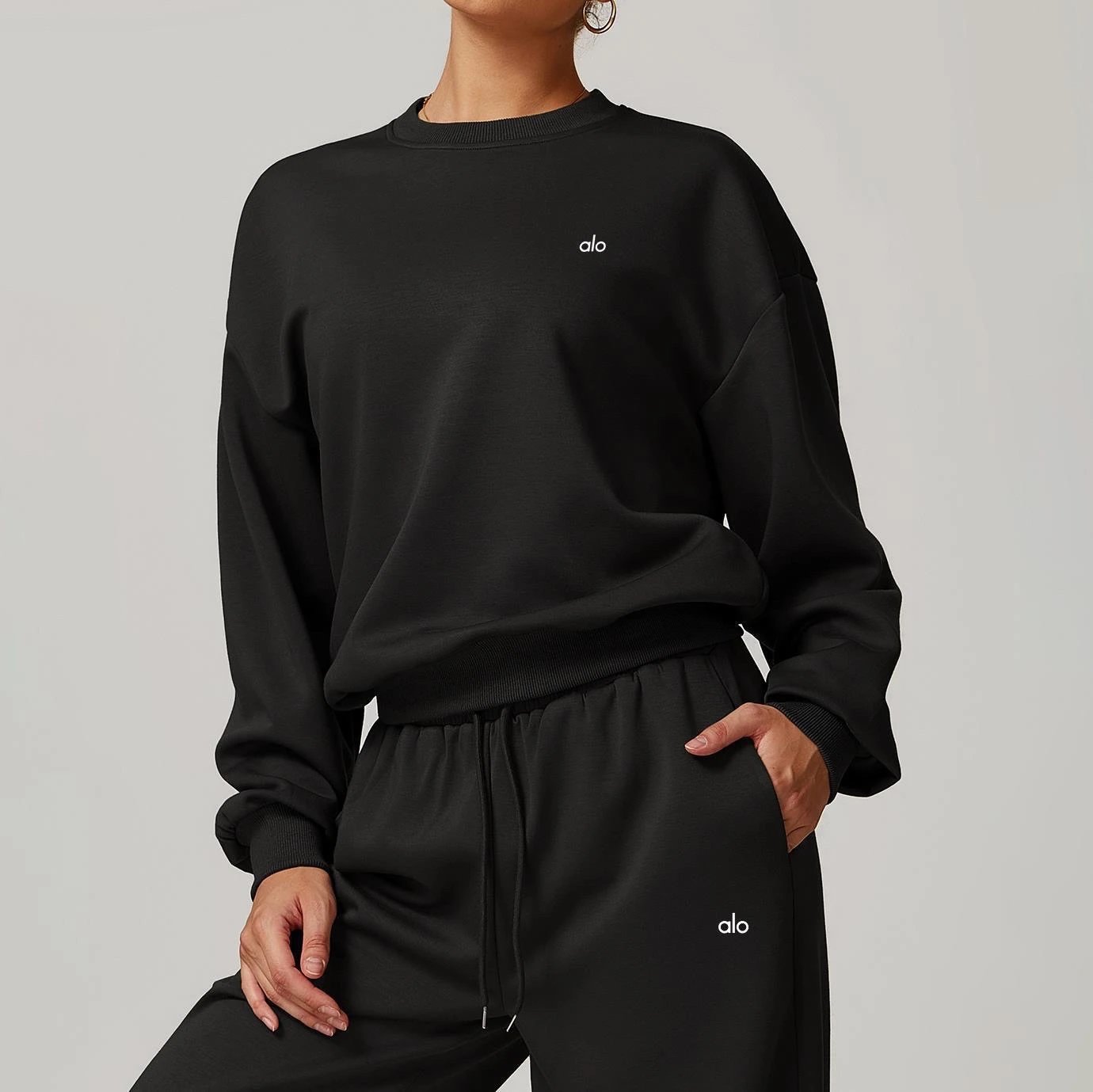 Alo Hoodies & Sweatshirts Crewneck long-sleeve sweatshirt — Advanced shade-trolling