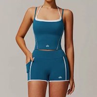 Sky-blue vest, sky-blue shorts