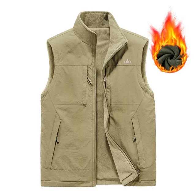 Alo Vests Reversible fleece-lined zip vest with stand collar and multiple pockets product detail image 7