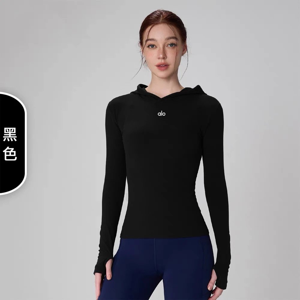 Alo Hoodies & Sweatshirts Fitted Long-Sleeve Hooded Athletic Top with Thumbholes image 3
