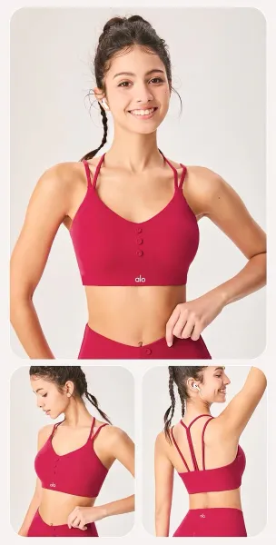 Alo Button-Front Cream Activewear Bralette and High-Waist Leggings Set - 23