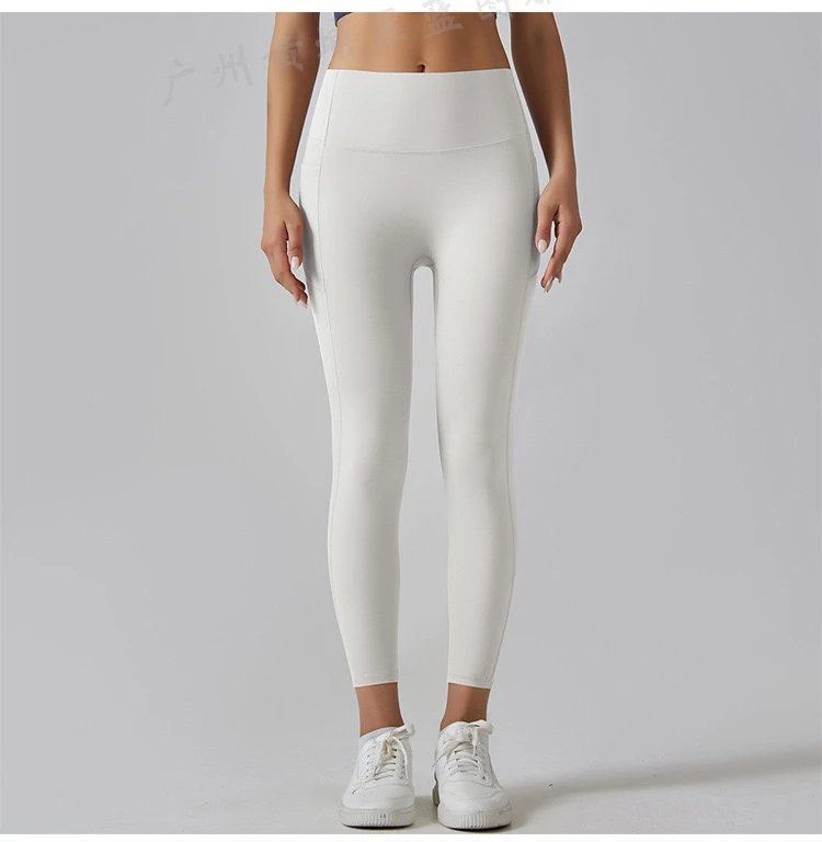 Design High-Waisted Pocket Leggings Pink Activewear - 25