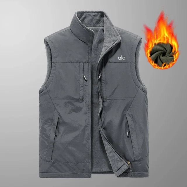 Alo Vests Reversible fleece-lined zip vest with stand collar and multiple pockets product detail image 4