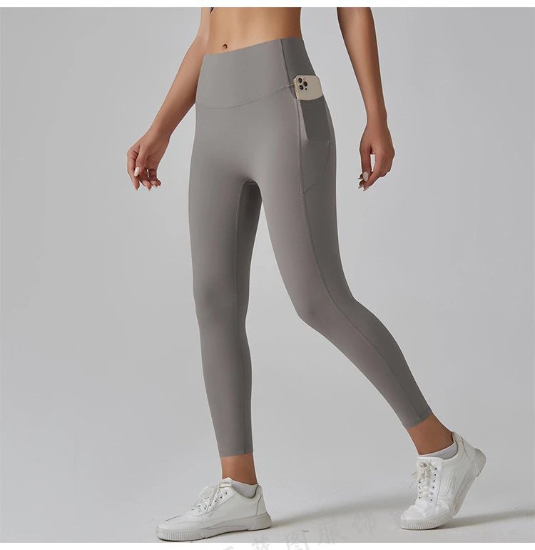 Design High-Waisted Pocket Leggings Pink Activewear - 32