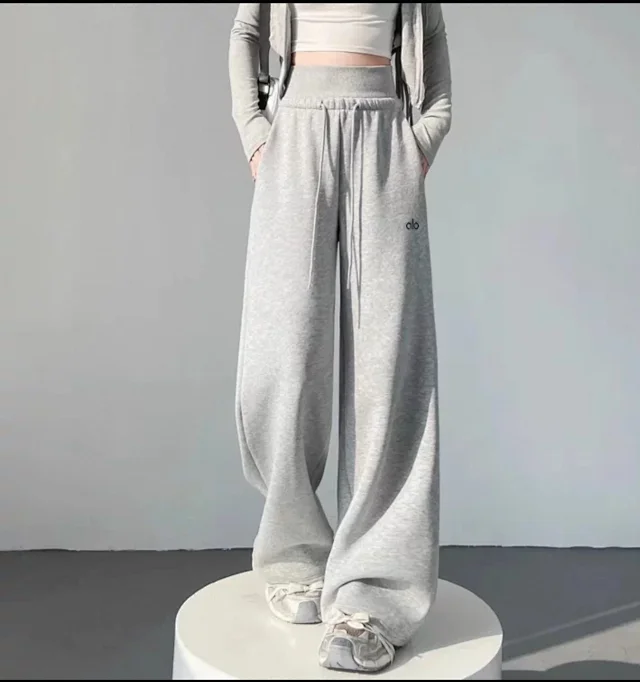 Alo Trousers High-waisted wide-leg drawstring sweatpants product detail image 7