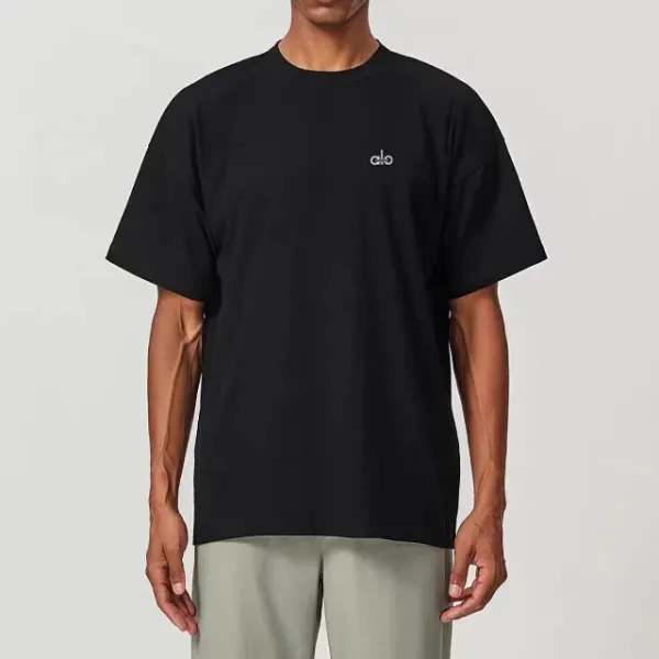 Alo Yoga Essential Relaxed Fit Charcoal T-Shirt - 6